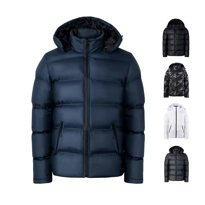 Down fluffy football jacket men's thick warm jacket fluffy jacket hooded windbreaker jacket high-quality coat long coat street wear